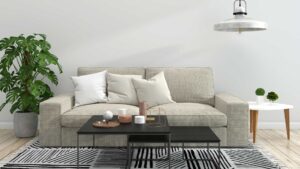 Canapé gris dans un salon