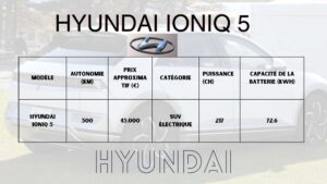 Tableau informationnel sur la Hyndai Ioniq 5