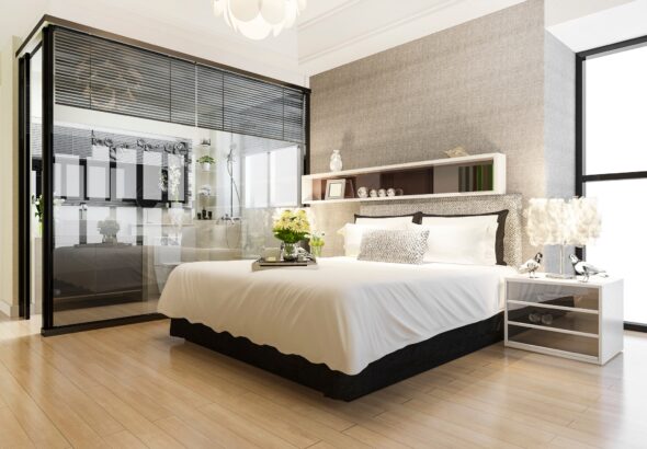 luxury bedroom suite and bathroom
