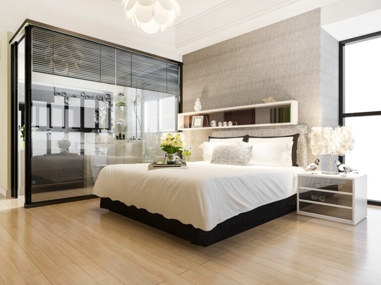 luxury bedroom suite and bathroom